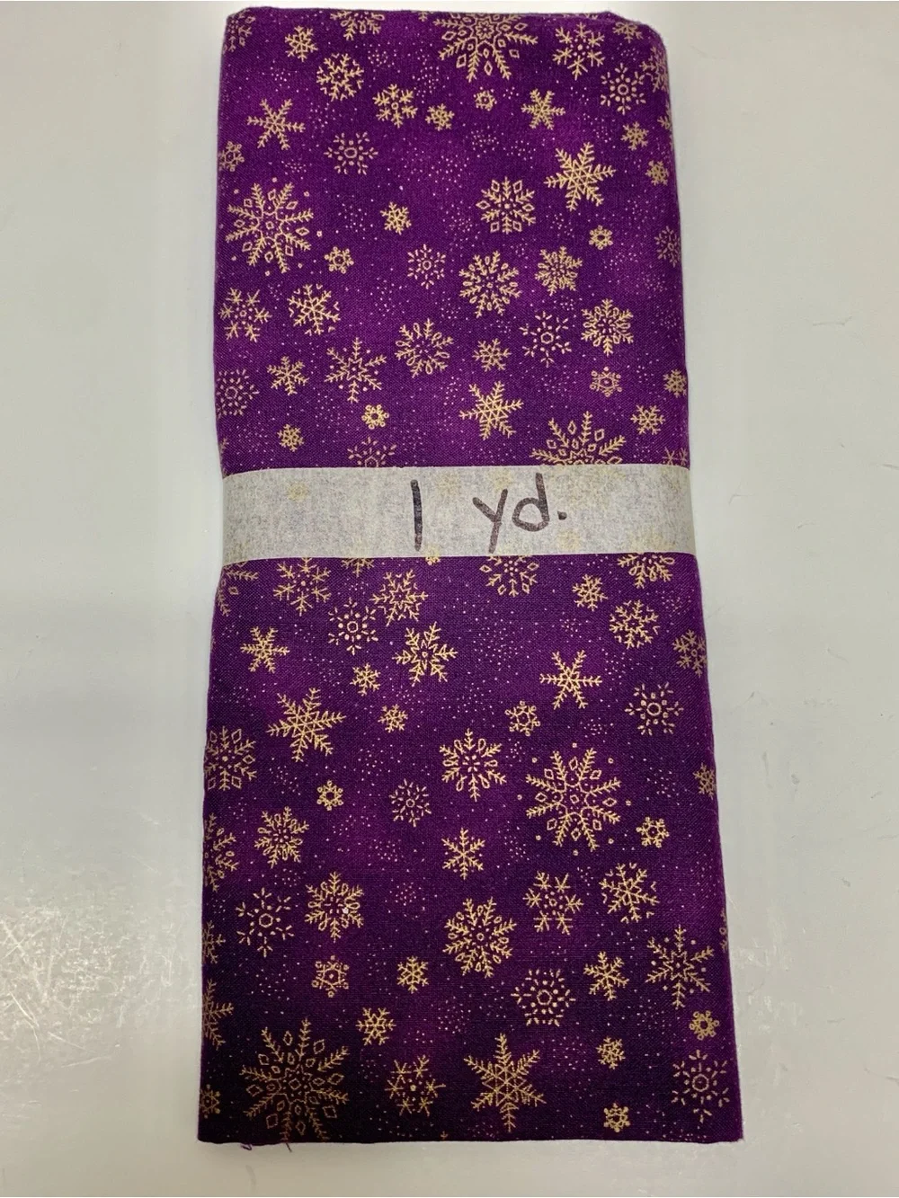 MAKOWER UK Yuletide Snowflakes 548 Cotton Fabric 1 Yard Purple Gold